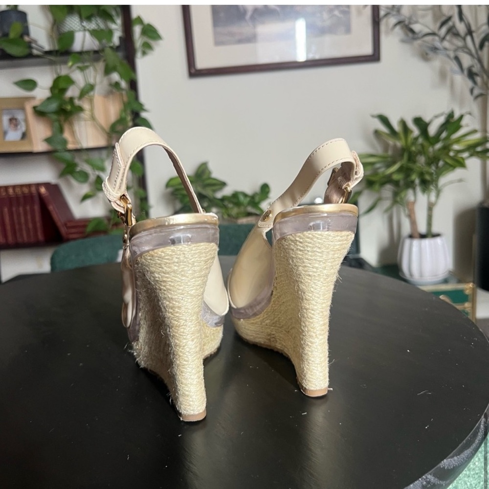 Michael Kors Beige Patent Leather Wedge Sandals - Picture 6 of 6
